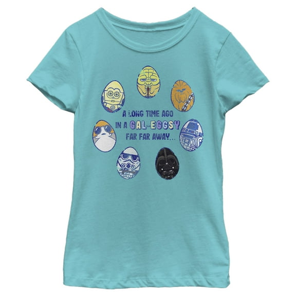 Girl's Star Wars A Time Ago in a Gal-Eggsy Far Away  Graphic Tee Tahiti Blue X Large