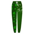 thumbnail image 4 of AOOCHASLIY 2023 Women Pants St. Patrick's Day Women's Fashion Casual Printing Pocket Elastic Waist Trousers Long Straight Pants Sweatpants, 4 of 5