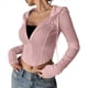 thumbnail image 3 of Chaqueta Corta Ligera con Capucha, Cremallera y Cordón de Larga para Mujer Rosa M, 3 of 9