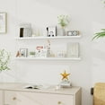 thumbnail image 2 of Floating Shelves Wall Shelves Set of Wood Storage Shelves with Ledge Wall Mounted Floating Shelf for Living Room Kitchen Bedroom Books Photo Frames Decor Walnut, 2 of 8