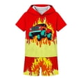 thumbnail image 7 of Atogsazn Kids Boys Summer Clothes Set Childrens Printed Short Sleeve Hooded Shirts & Shorts Outfit Hoodies Red 5-6 Years Fashion, 7 of 7