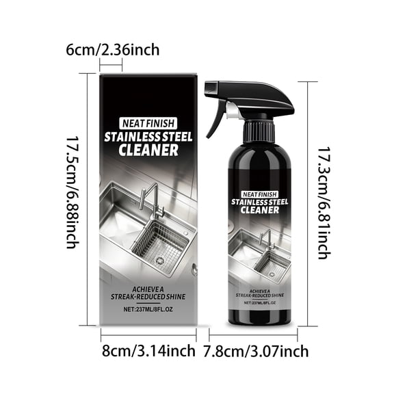 Stainless Steel Cleaner, Stainless Steel Surface Cleaner and Polish, Anti-Fingerprint Formula 237ml