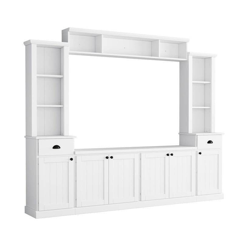 103'' W Entertainment Center Wall Unit with Bridge and Bookshelf for TVs Up to 75'', Minimalist TV Stand with Adjustable Shelves for Living Room