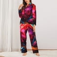 thumbnail image 2 of Fuzoiu Colorful Stone World Print Women's Long-Sleeved Pajama,Lounge Button Down Nightwear,Womens Notch Collar Pajama Set-Small, 2 of 7