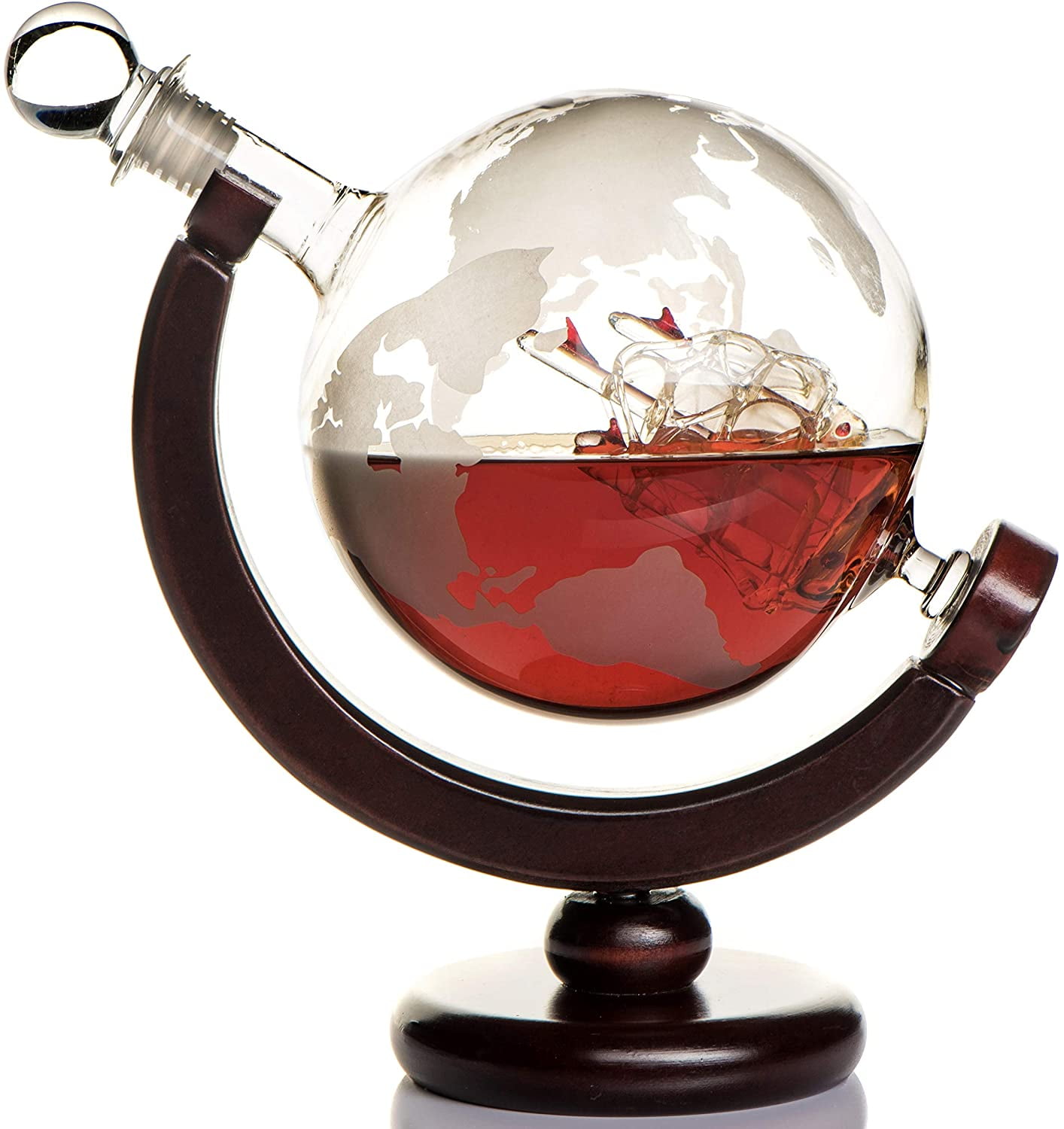 Whiskey Decanter Globe World Decanters Liquor Scotch Wine Spirits Rum Glasses 