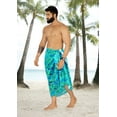 thumbnail image 2 of LA LEELA Men's Swimwear Beach Summer Pareo Long Sarong Wrap One Size Arctic, Leaves Vacation Holiday Party, 2 of 5