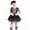 Black, variant on ZACPNCV Girl's Short Sleeve Black Beret Skirt with Gloves Halloween Dress up Black 8-10 Years