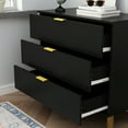 thumbnail image 2 of MONSLIPA Vintage Black Bedside Table, 3 Drawer Dresser with Gold Metal Legs for Nightstand,Bedroom, 2 of 7