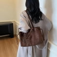 thumbnail image 5 of Suede Shoulder Bag Vintage Drawstring Medium Handbag Slouchy Purse, 5 of 7