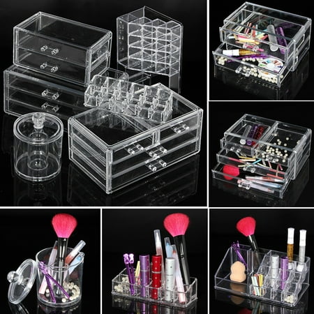 Acrylic Makeup Organizer - Clear Acrylic Lipstick Brush Holder Stand Display Makeup Cosmetic Organizer Case