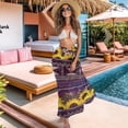 thumbnail image 3 of FKELYI American Tribal Sunflower Purple Print Sarong Cover Up Women's Beach Sarongs Bikini Wraps Soft Swimwear Pareo Beachwear Skirt Semi-Sheer Swimsuit Cover-Up for Summer Vacation, 3 of 6