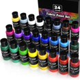 thumbnail image 1 of Pintura de tela permanente para ropa, kit a granel de 24 colores para tapicería, cojines para exteriores, pintura para zapatos, decoración, juego acrílico mediano, metálico, dorado, blanco, rojo, amar, 1 of 1