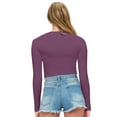 thumbnail image 6 of M&M SCRUBS Women's Long Sleeve Crop Tops Buttery Soft Y2K Baby Tee Super Stretch Casual, Workout Shorts T-Shirts (Argyle Purple, X-Large), 6 of 6