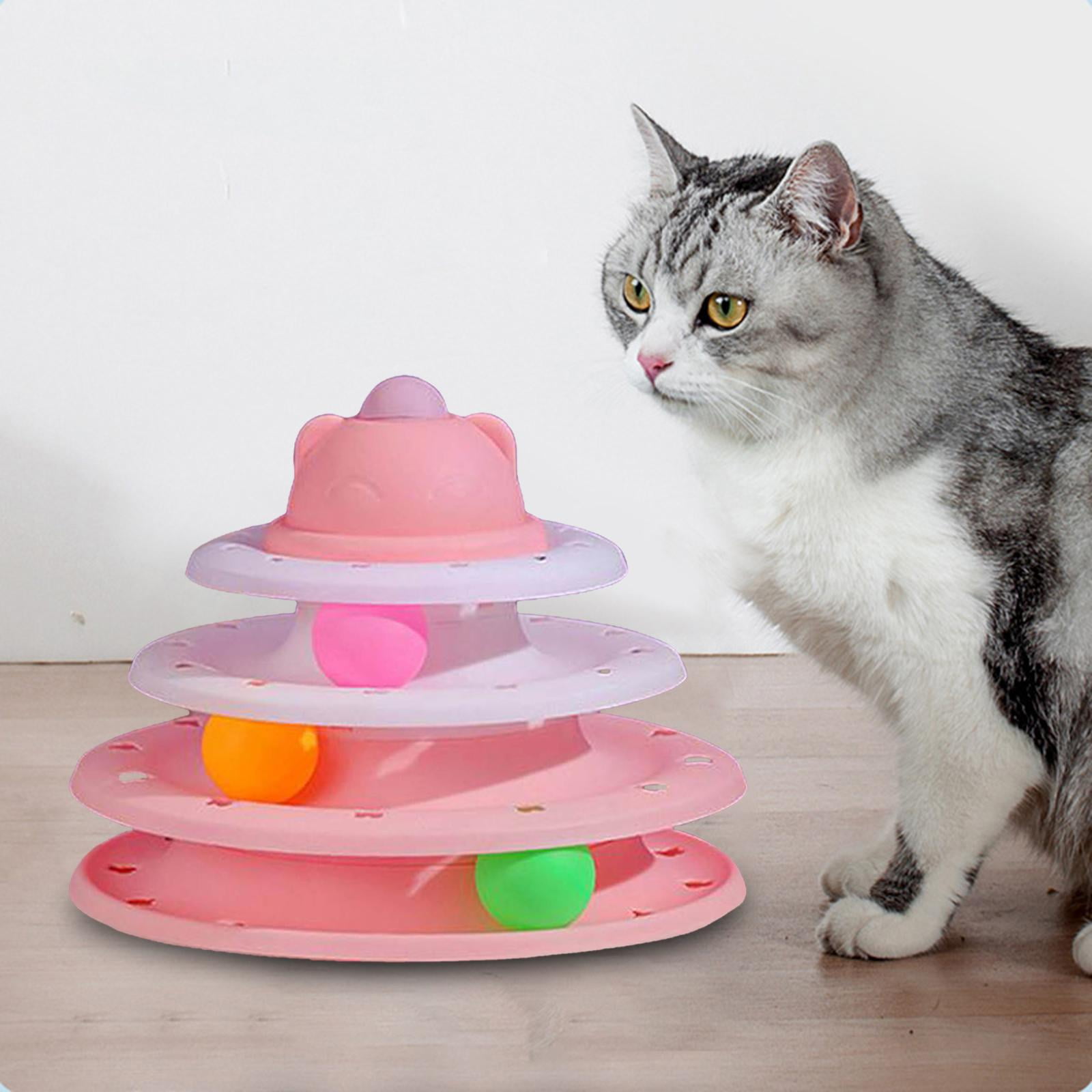 Turntabl Roller Toy Towers Roller , Colorful Balls Kitten Toys 4 Level