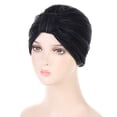 thumbnail image 2 of IROINNID Women's Solid Indian Muslim Ruffle Head Scarf Wraps Turbans Beanie Cap Head-wraps,Black, 2 of 2