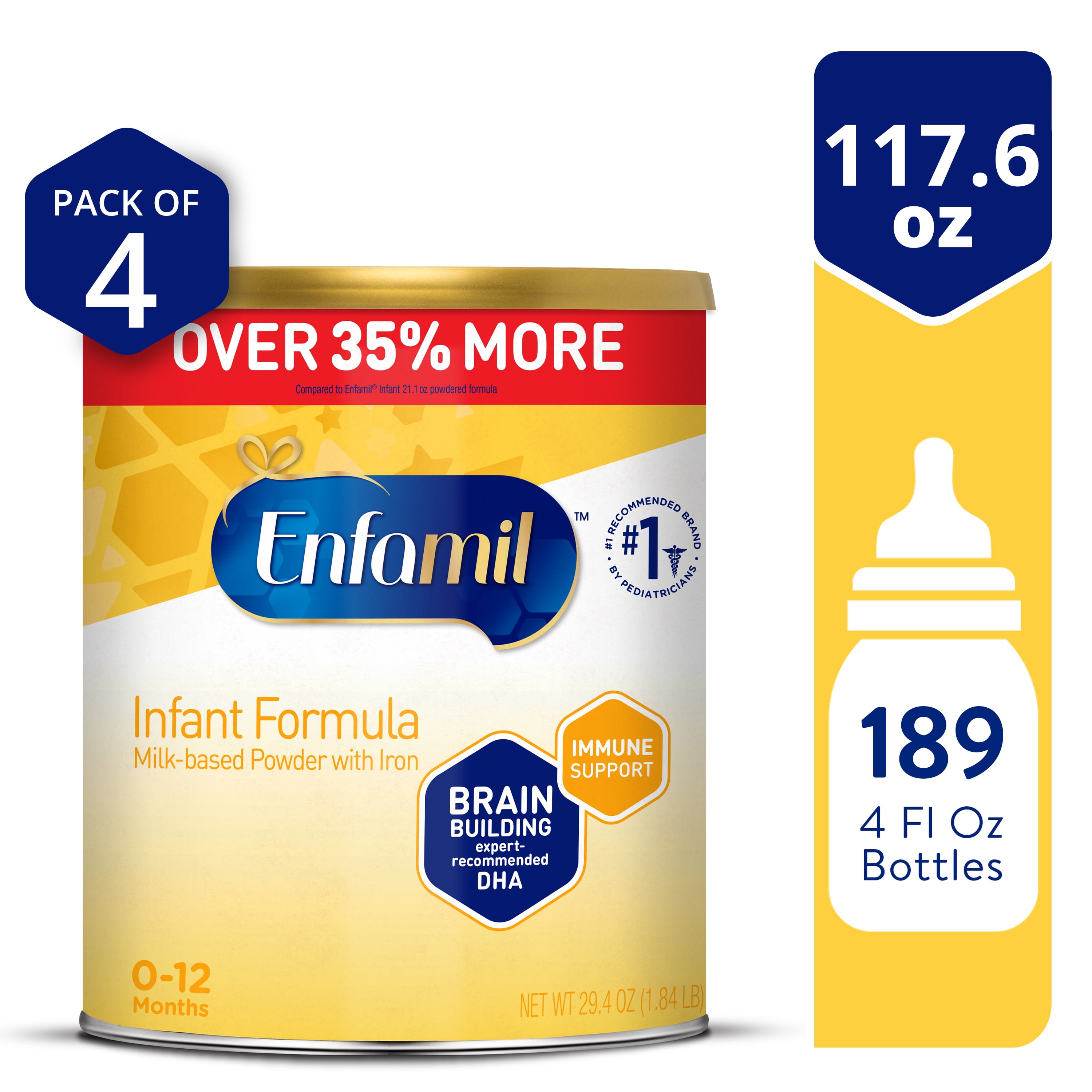 Enfamil Infant Formula 0-12ヶ月用 4缶 Enfamil A+ Baby Formula, Value Pack, Powder Refill, DHA for