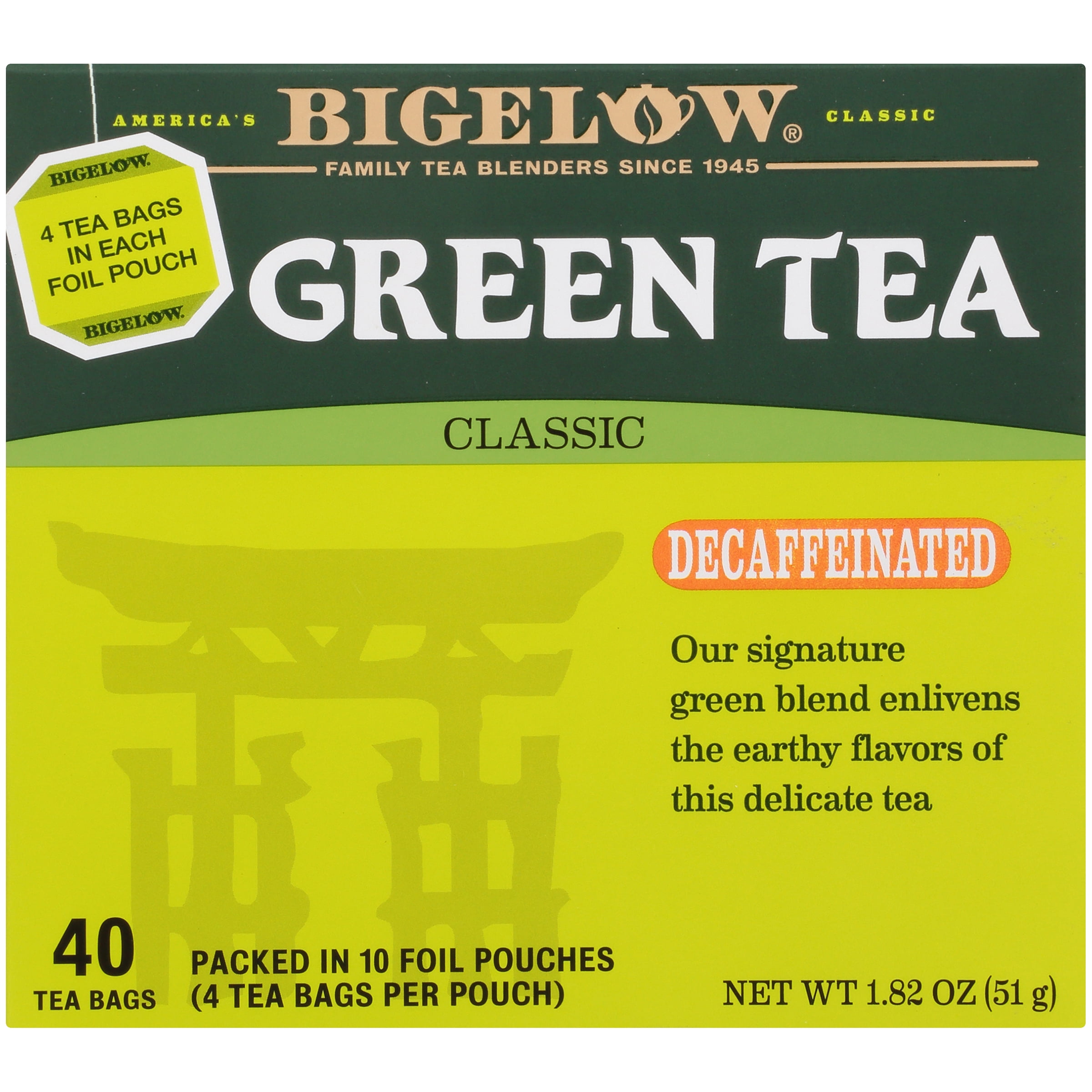 Bigelow Green Tea, Decaffeinated Tea Bags, 40 Count