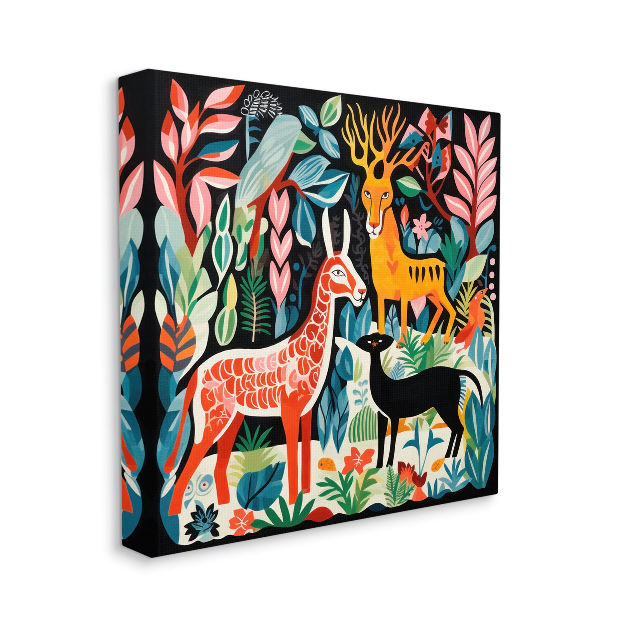 Stupell Industries Matisse Inspired Wildlife Animals & Insects Painting Gallery Wrapped Canvas Art Print Wall Art, 17 x 17