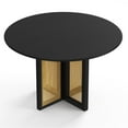 thumbnail image 2 of Pemberly Row Modern Round Dining Table with Cane Base in Black, 2 of 5