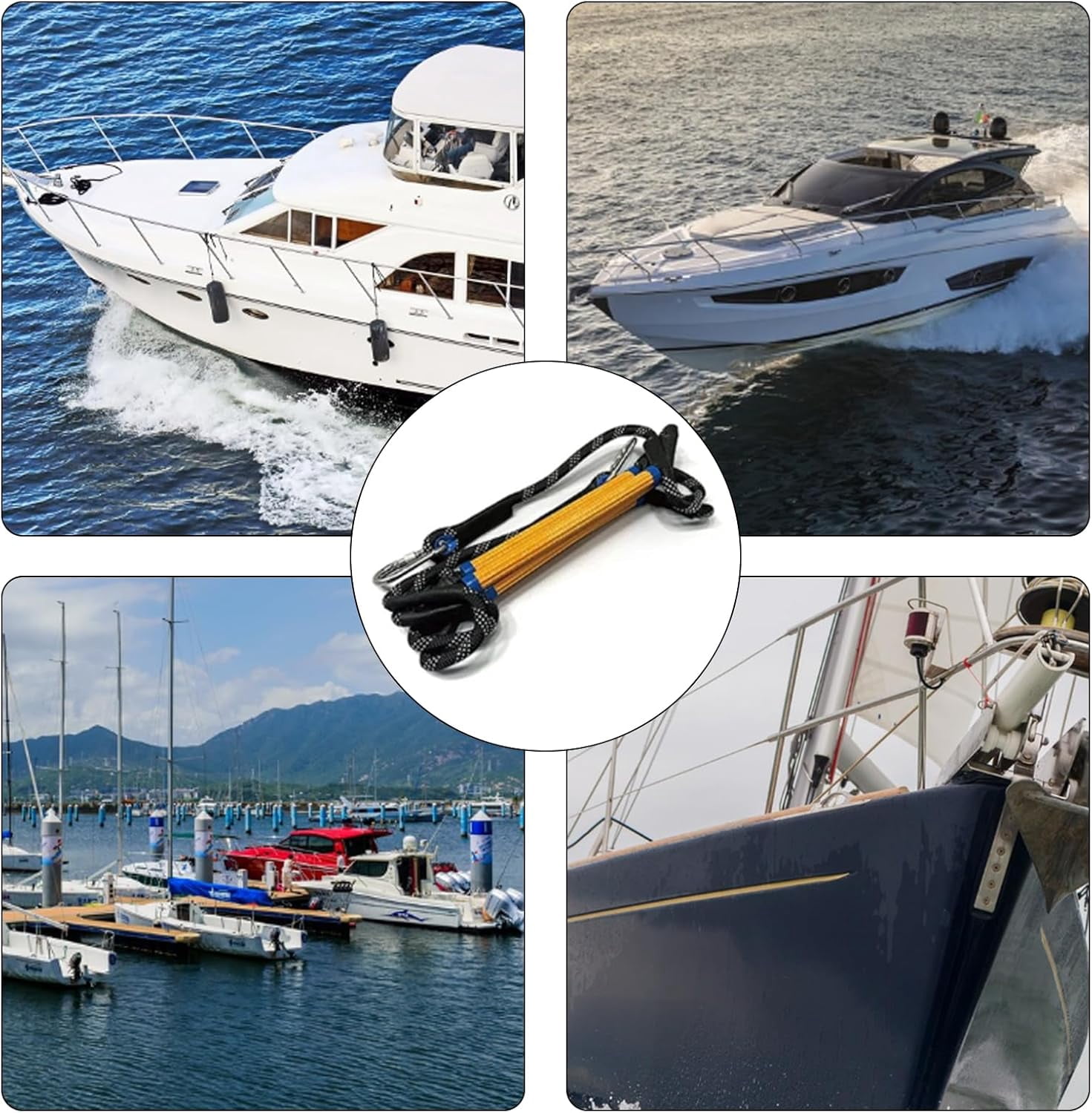 4 Steps Boat Ladder, Marine Rope Ladder, Fire Ladder, Climbing Aid for Hunting, Boat Rope Ladder, Folding Boat Rope Ladder for Boat, Removable Boat Rope Ladder for Dinghy, Kayak