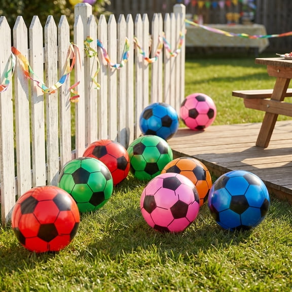 COMPUKAS Set of 10 Soft PVC Inflatable Soccer for Outdoor Play, Group Sports, and Kids’ Recreational Activities