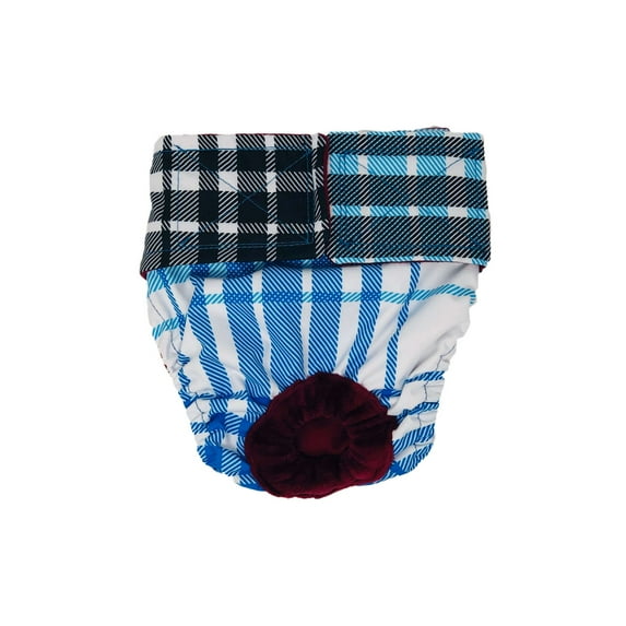 Barkertime Blue Plaid Premium Waterproof Premium Dog Diaper - Made in USA