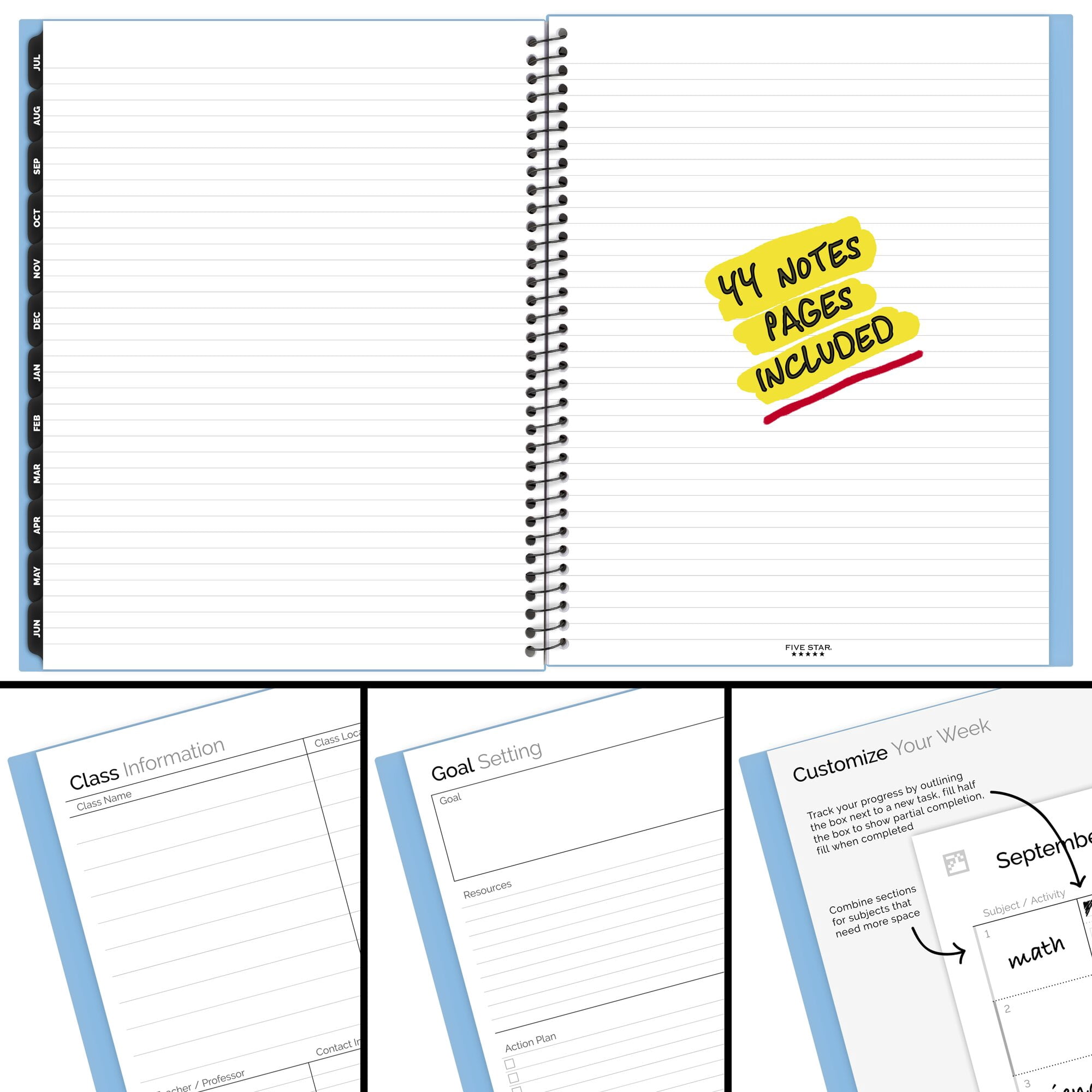 Five Star Advance Academic 2026-2027 Weekly Monthly Student Planner Plus Study