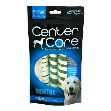 Core 3 Pair Pack - Pet Factory Center Core Dental Center Wrapped In Beef Hide - 3 PK, 3.0 PACK