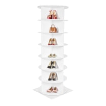 Miumaeov 7 Tier 28 Compartments Rotating Shoe Rack Shoes Storage Display Shelf Shoe Tower Rack