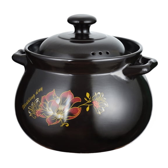 Ceramic Clay Casserole Pot with Lid - Even Heating Soup Pot for Home Cooking, Duty Earthenware Stew Pot, Clay Cooking Pot for Soup & Braised Dishes