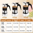 thumbnail image 2 of Cafetera Moka Vaolvpant de 6 Tazas 300 ml en Acero Inoxidable y Vidrio, 2 of 9