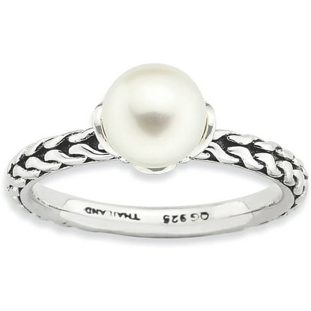 Stackable Expressions 7.0-7.5mm White Freshwater Cultured Pearl Sterling Silver Ring