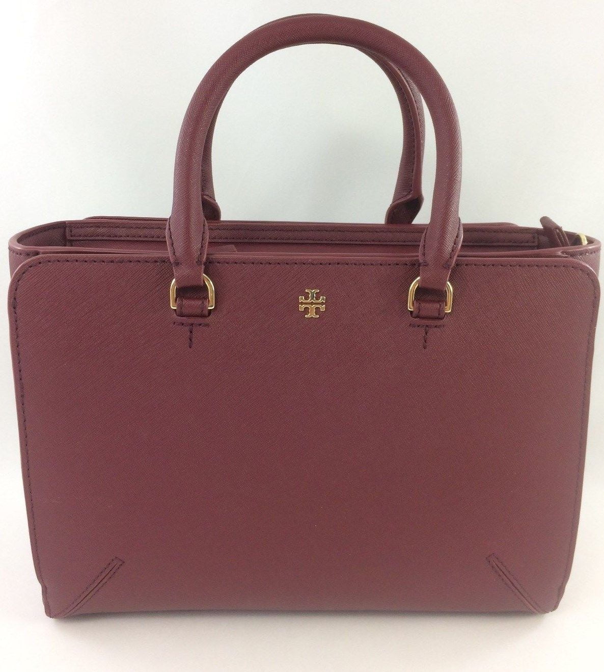 Tory Burch Emerson Small Zip Tote Leather Shoulder Handbag In Imperial  Garnet