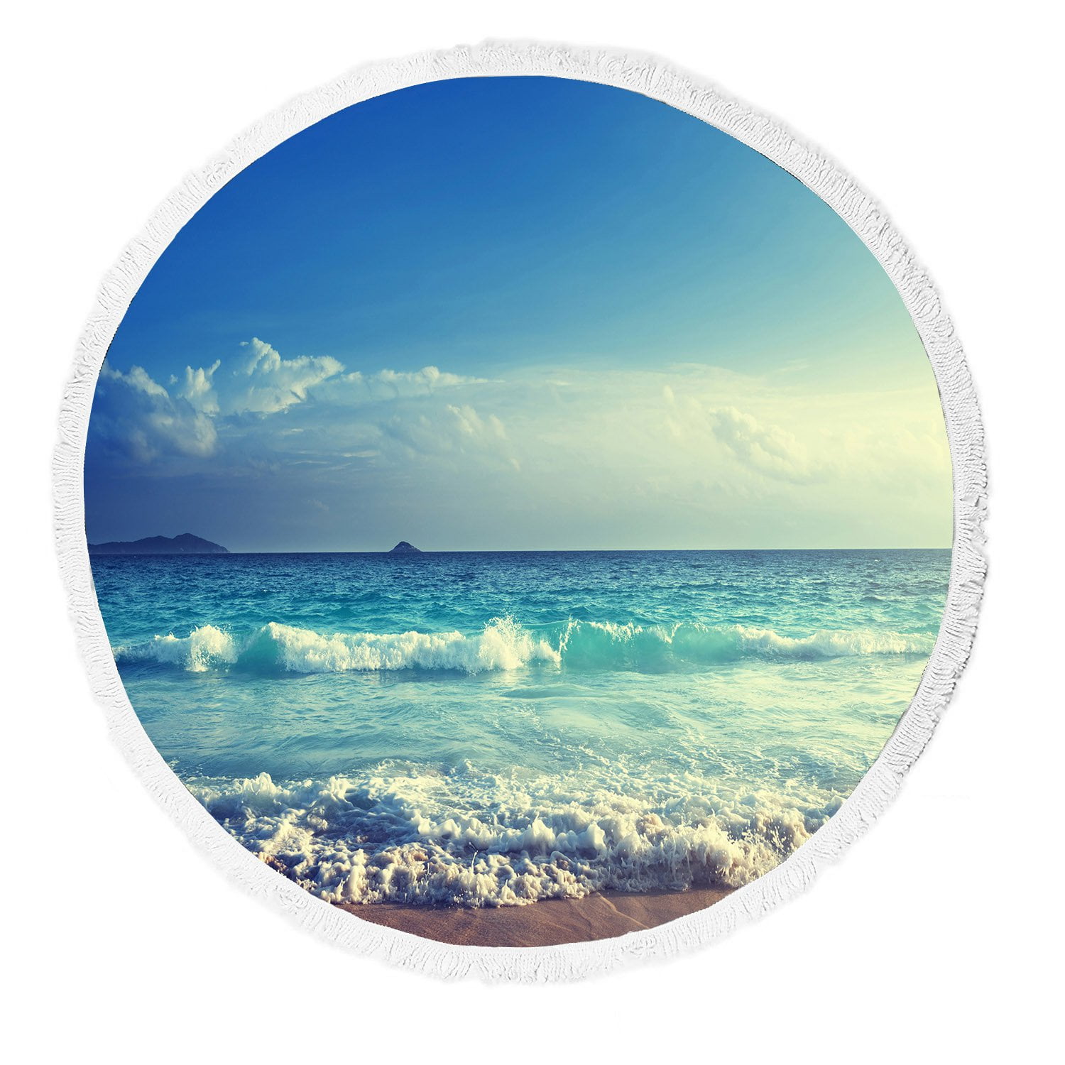navy and white beach towel