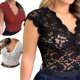 thumbnail image 2 of Chaleco sin mangas Top exterior con encaje ajustado hueco en cuello V, 2 of 5