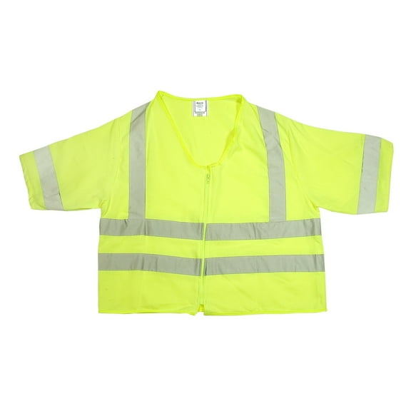 Mutual Industries High Visibility Short Sleeve Safety Vest ANSI Class R3 Lime X-Large (80061-0-104)