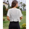 thumbnail image 5 of Vine Women Shrug Soft Chiffon Open Front Sheer Short Sleeve Bolero Cardigan for Evening Dress,Shrugs for Women,White Cardigan for Women, 5 of 6