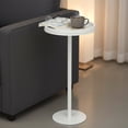 thumbnail image 5 of White Martini Table, Modern Small Round Side Table, Minimalist Metal & Wood Pedestal End Table with Weighted Base, White Drink Table for Living Room, Small Spaces,Next to Sofa, 24.7" Tall, 5 of 9
