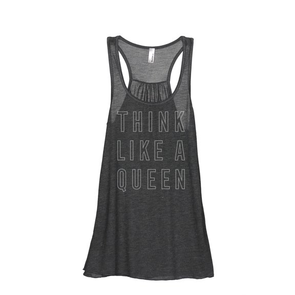 Think Like A Queen Women's Fashion Sleeveless Flowy Racerback Tank Top Charcoal Grey Small