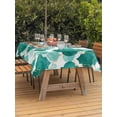 thumbnail image 3 of Outdoor Tablecloths with Umbrella Hole & Zipper, Green Geometric Moroccan Rectangle Tablecloth 60x120 Inch, Abstract Art Teal Ombre Modern Waterproof Table Cloth, Patio/Pool/Picnic Table Covers, 3 of 8