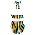 thumbnail image 7 of Sngxgn Women's Bikini Sets High Neck Print High Waisted Two Pieces Swimsuits Bathing Suits(Green,M), 7 of 7