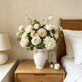 thumbnail image 4 of White Artificial Rose Bouquet Faux Mixed Flowers Centerpiece 11.81x3.15in for Bedroom Table Wedding Home Decor, 4 of 7