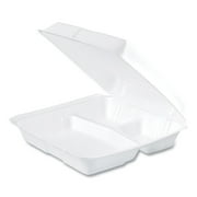 Dart Foam Hinged Lid Containers, 3-Compartment, 9.25 x 9.5 x 3, White, 200/Carton -DCC95HT3R