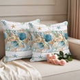 thumbnail image 6 of Outdoor Pillow Covers 20x20 Set of 2, Vintage Beach Coastal Waterproof Patio Throw Pillow Covers for Couch Sofa Chair, Nautical Shell Starfish Coral Summer Decorative Pillowcases for Throw Pillows, 6 of 9