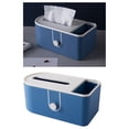 thumbnail image 4 of Caja de pañuelos rectangular de plástico con tapa y control remoto Azul, 4 of 8
