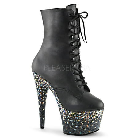 - PLEASER STARSPLASH-1020-7 Women's Platform Lace Up Star Studded Ankle Booties