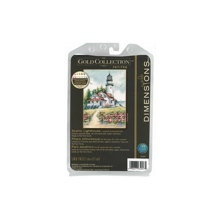 UPC: 0088677650575 | Gold Petite Scenic Lighthouse Counted Cross Stitch Kit-5 x7  18 Count