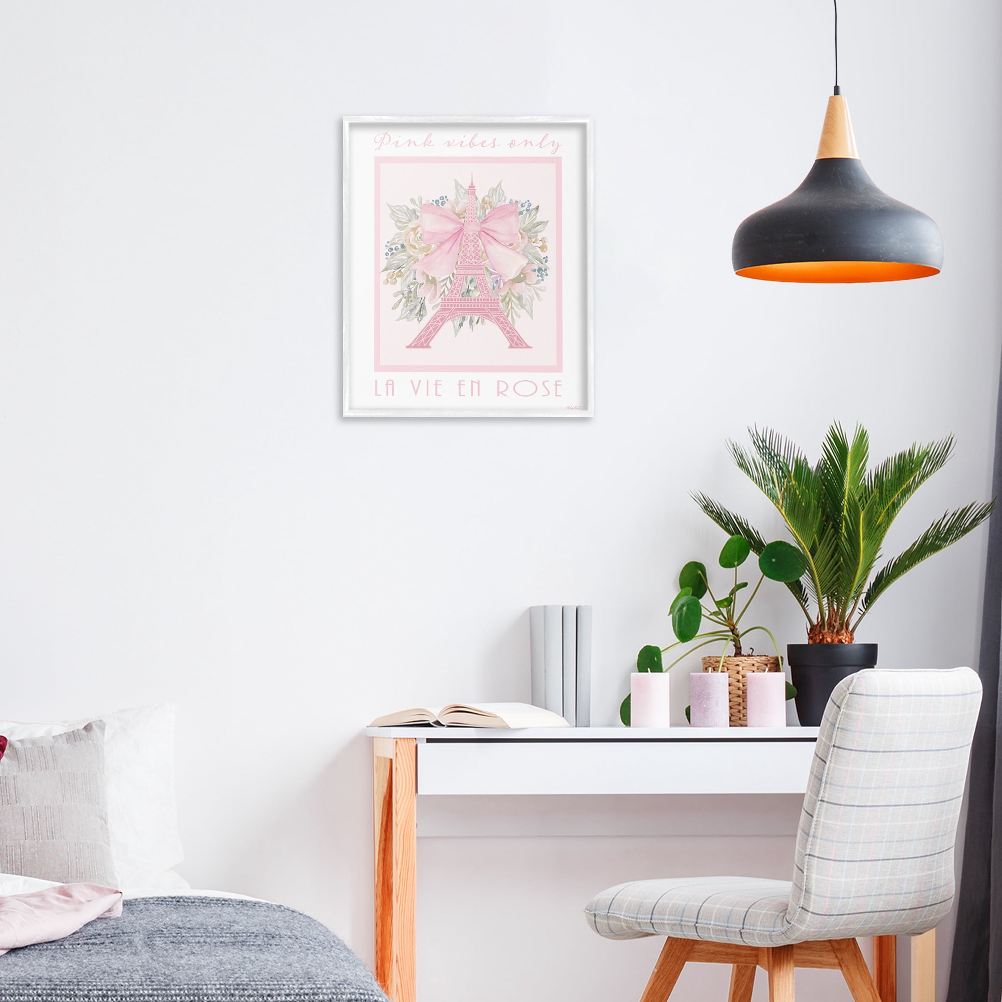 Stupell Industries Pink Vibes Only Paris White Framed Giclee Art, design by Cindy Jacobs