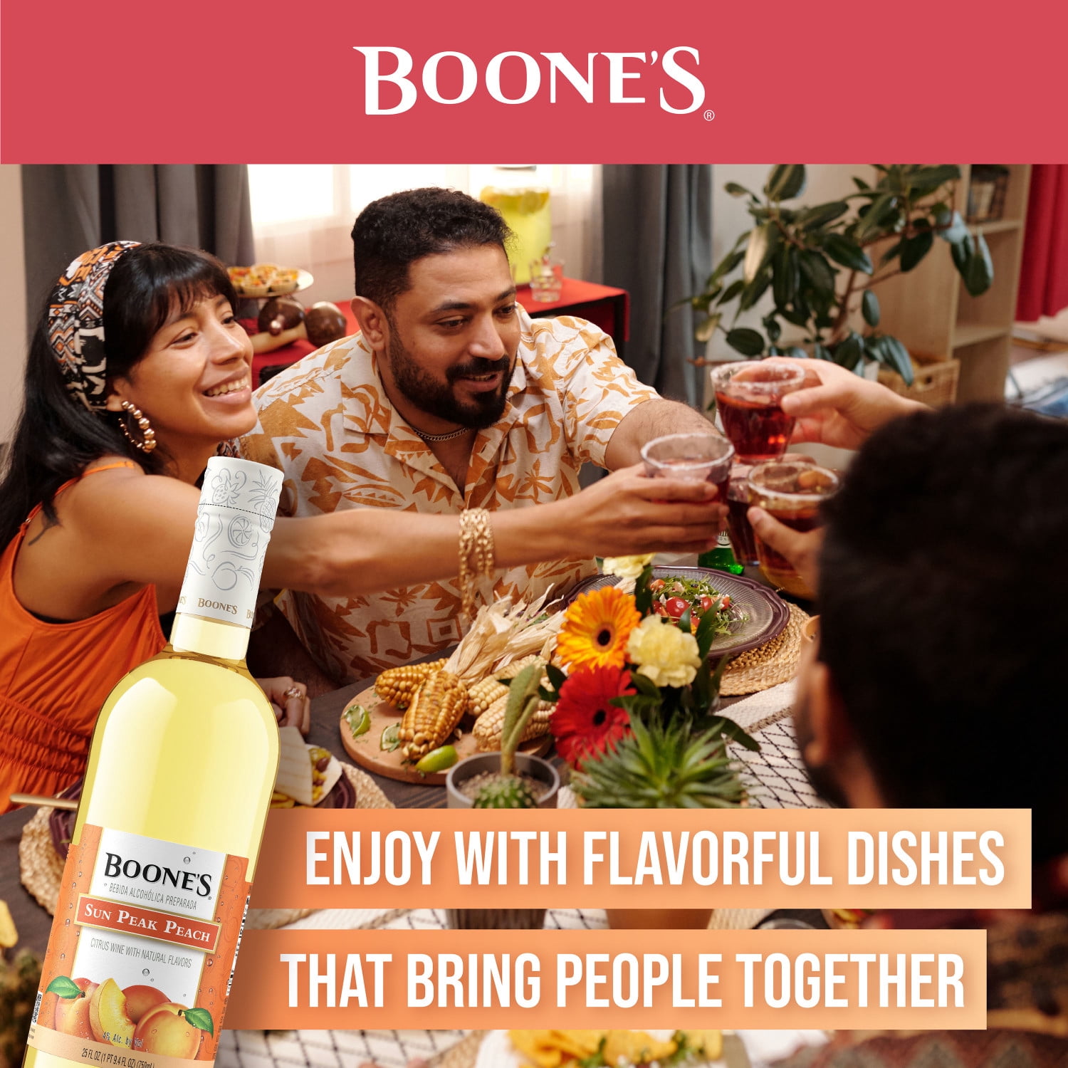 Boones Sun Peak Peach Wine 750ml, 4% ABV