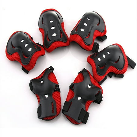 6 Pieces Kids Outdoor Sports Protective Gear Knee Pads Elbow Pads Wrist Guards Roller Skating Safety (Best Snowboard Wrist Guards)